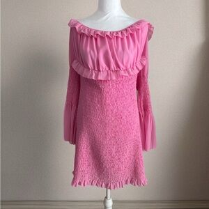 PrettyLittleThing Pink Long Sleeve Dress